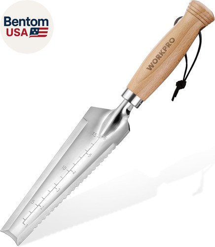 Garden Trowel with Wood Handle, Stainless Steel Narrow Hand Shovel