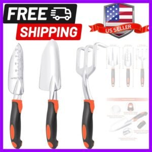 Garden Tools Set, 3 Pack Heavy Duty Gardening Tools Set Include Garden Shovel...