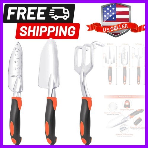 Garden Tools Set, 3 Pack Heavy Duty Gardening Tools Set Include Garden Shovel...