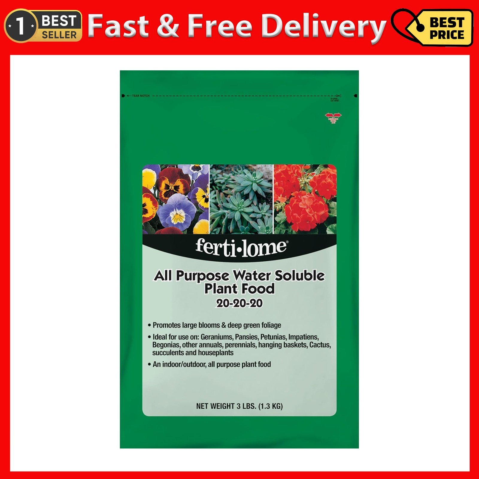 Fertilome (11722) All Purpose Water Soluble Plant Food 20-20-20 (3 Lb.)