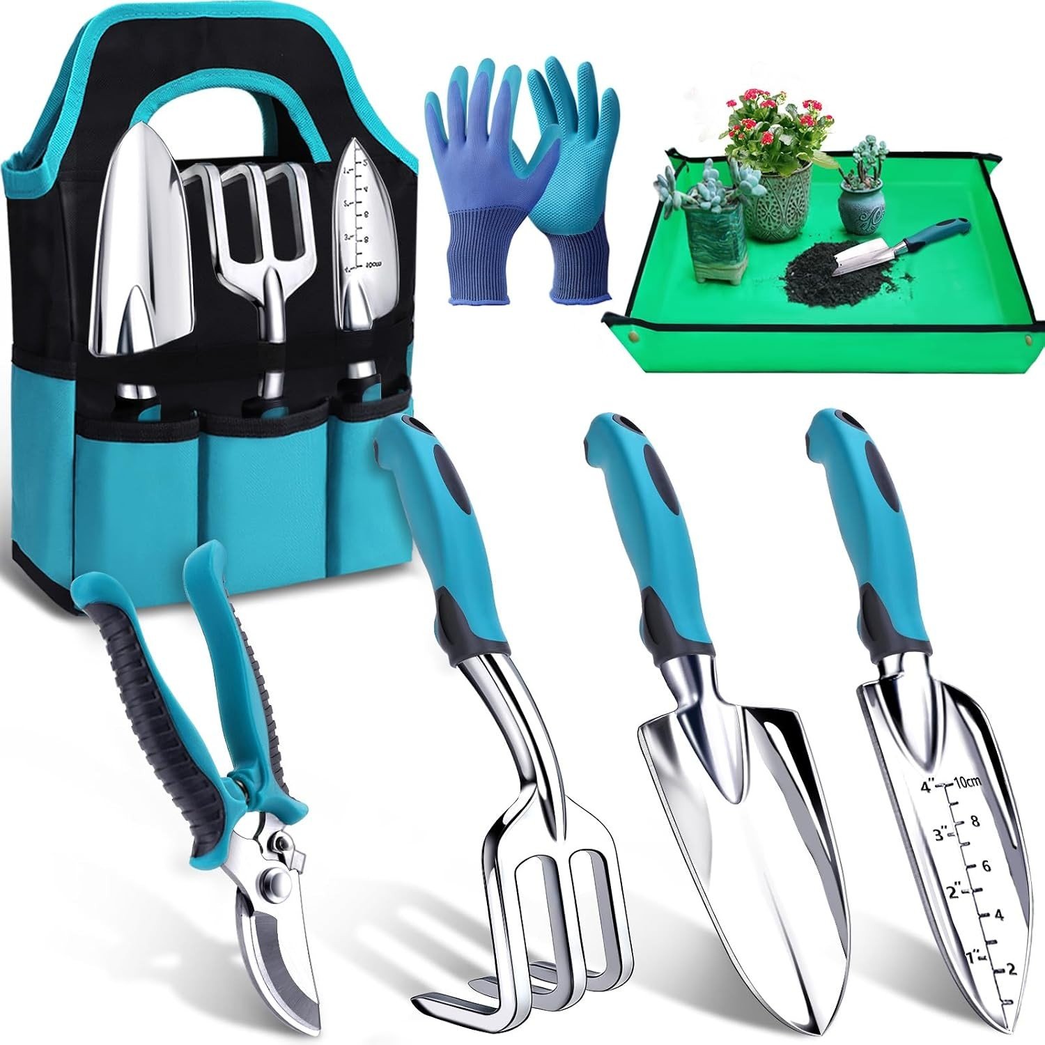 Kynup 7-Pc Heavy Duty Garden Tool Set, Rust Resistant, Gifts for Women