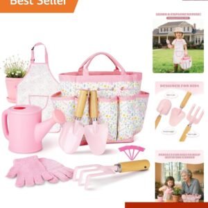 Kids Gardening Set, Gardening Tools Kit for Kids and Toddler, Includes Wooden...
