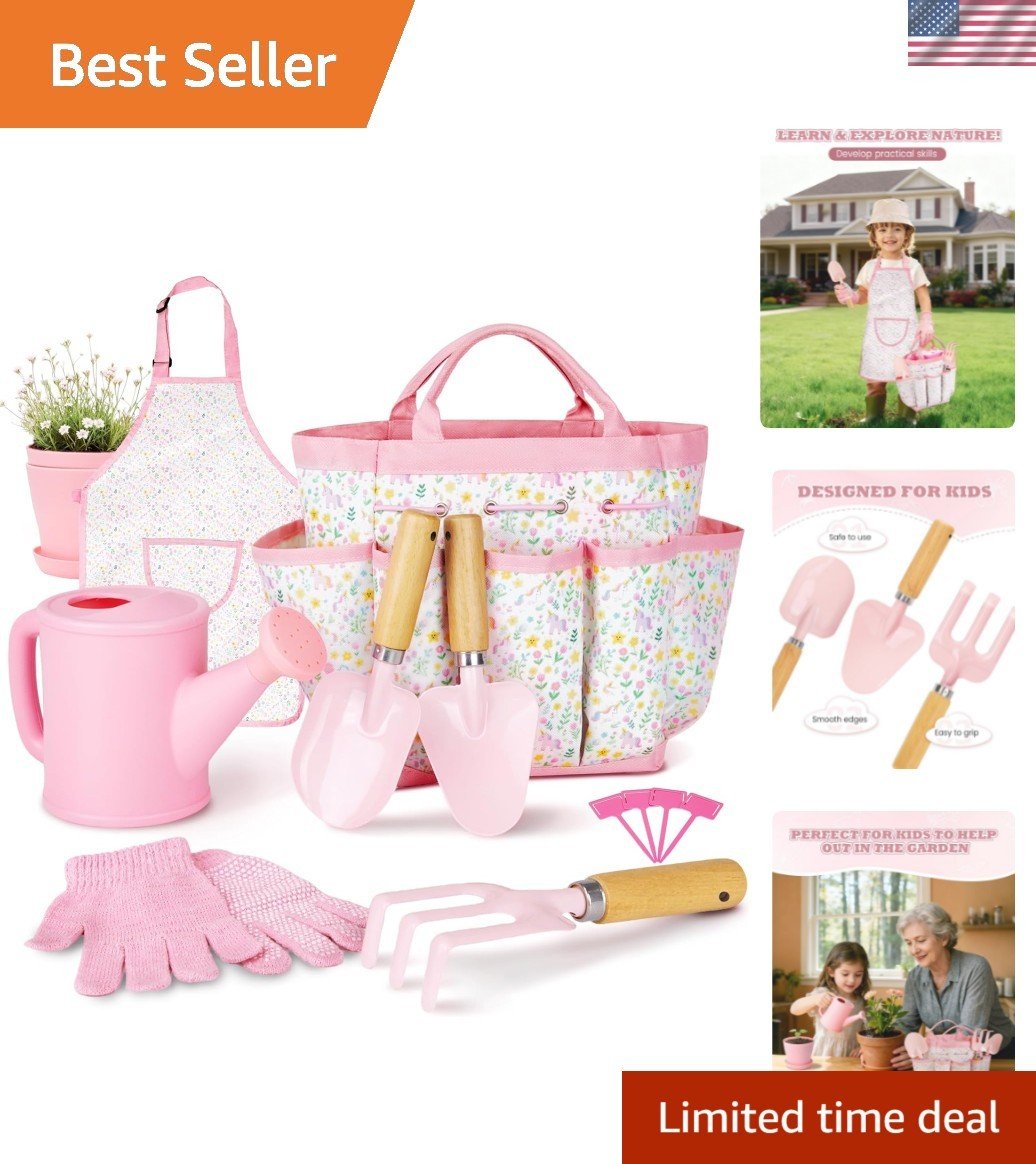 Kids Gardening Set, Gardening Tools Kit for Kids and Toddler, Includes Wooden...
