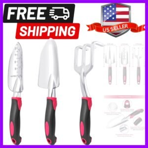 Garden Tools Set, 3 Pack Heavy Duty Gardening Tools Set Include Garden Shovel...