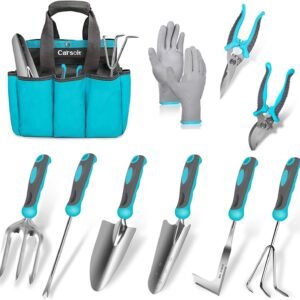 Gardening Tools 10 Piece Heavy Duty Stainless Steel Garden Tools Set Durable