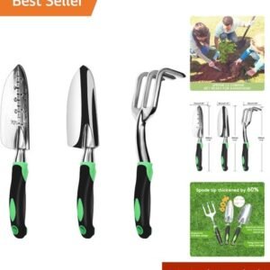 Heavy Duty Gardening Kit - 3 Tools with Non-Slip Ergonomic Grip for Comfort