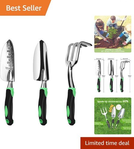 Heavy Duty Gardening Kit - 3 Tools with Non-Slip Ergonomic Grip for Comfort