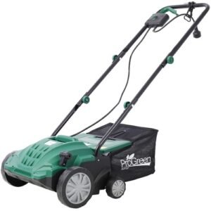 13IN Garden 2-in1 Dethatcher Scarifier,12Amp Electric Lawn Mower with 31.7QT Bag