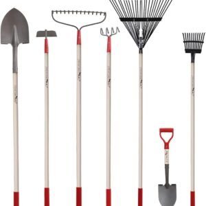 GardenAll 7-Piece Shovel, Rake, and Hoe Set, Gardening Tools。。