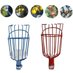 Best Garden Fruit Harvest Picker Metal Tong Padded Basket Red