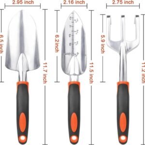 Garden Tools Set, 3 Pack Heavy Duty Gardening Tools Set Include Garden Shovel,