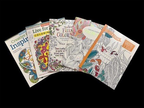 Lot of 5 Coloring Books Flowers Birds Butterfies Pop Art Psychedelic Gardens