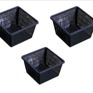 4" Sq Aquatic Slotted Mesh Plastic Pond Plant Baskets, Water Garden Pots, 3 pcs