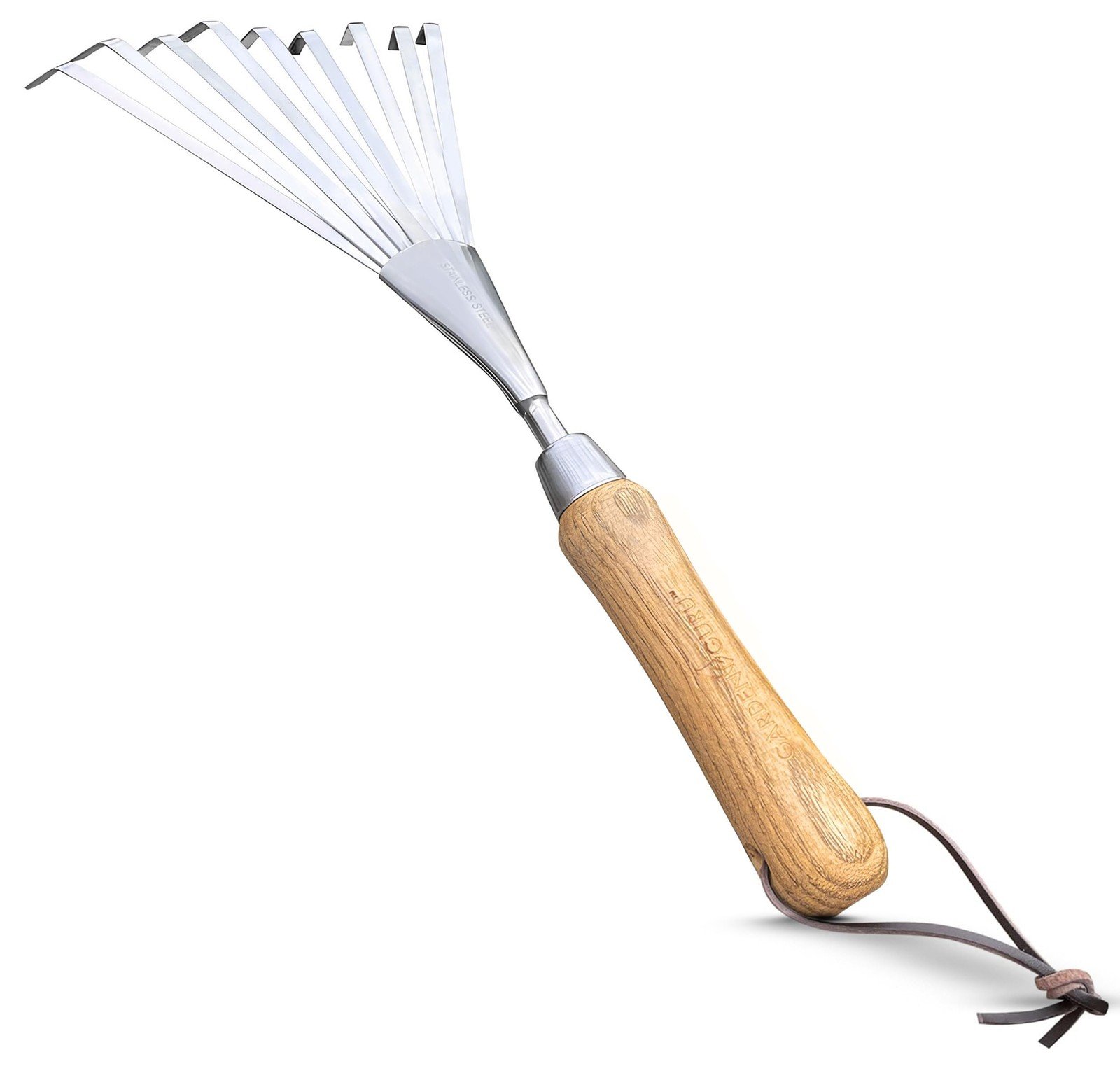 Garden Guru Eco Hand Rake Soil Tiller- 100% Recycled Stainless Steel - Rust Resi
