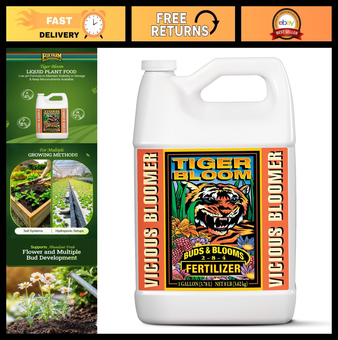 Liquid Plant Food - Phosphorus Fertilizer for Buds & Blooms - Hydroponic & Soil