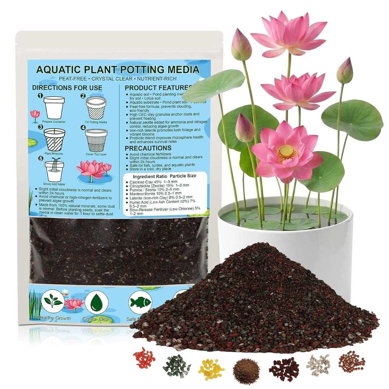 Water Lily Lotus Aquatic Plant Soil Clay Based Nutrient Rich Pond Plant