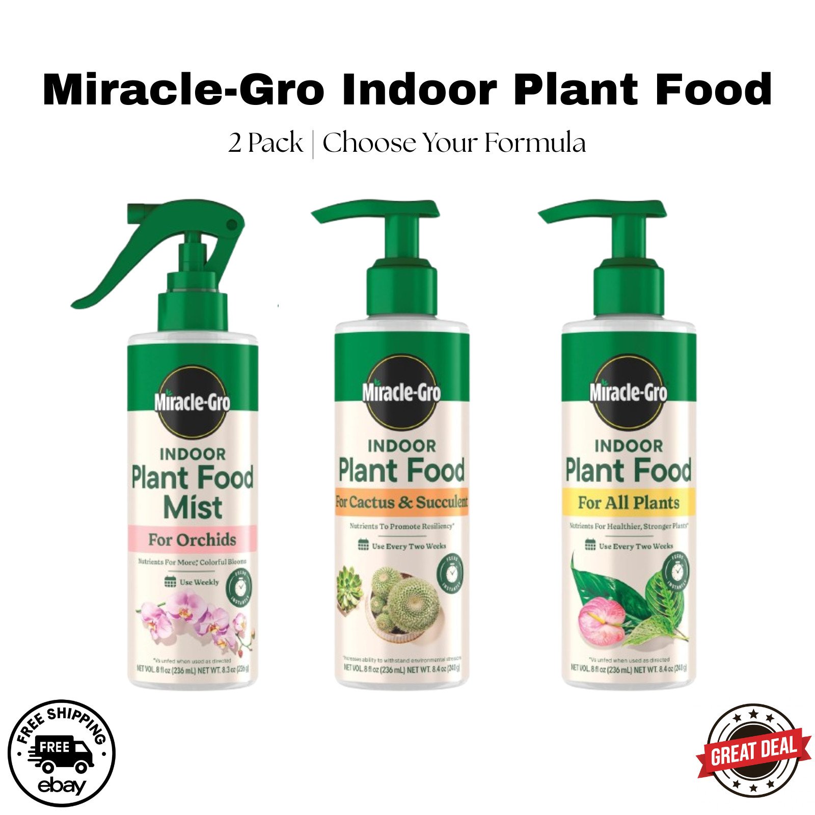 Miracle-Gro Indoor Liquid Fertilizer 2 Pack | For All Plants Cactus Orchid