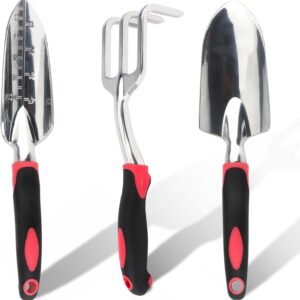Garden Tool Set, 3PCS Heavy Duty Aluminum Gardening Tools with Soft Non-Slip Erg