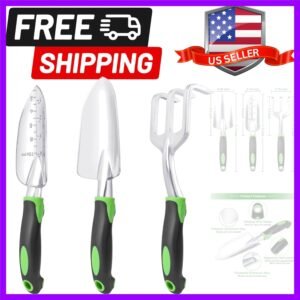 Garden Tools Set, 3 Pack Heavy Duty Gardening Tools Set Include Garden Shovel...