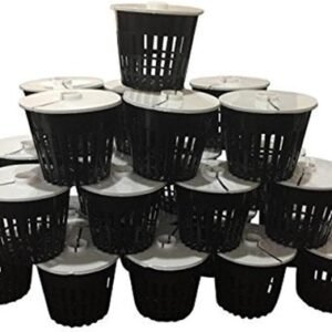 3 inch Net Pot - Garden Net Cups - Hydroponics Slotted Mesh with Lids - 25 Pack