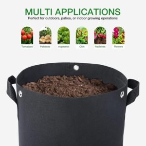 POTLAB® 3 Gallon Grow Bags (5-Pack),Low Stress Training Fabric Pots with Handles