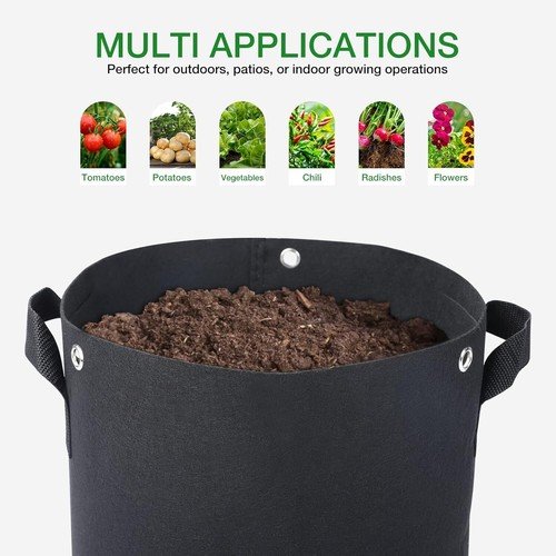 POTLAB® 3 Gallon Grow Bags (5-Pack),Low Stress Training Fabric Pots with Handles