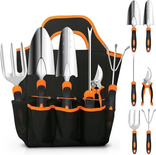 Gardening Tool Set Stainless Steel Hand Tools with Non-Slip Handles and Storage