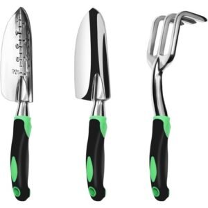 Heavy Duty 3-Piece Aluminum Garden Tool Set with Ergonomic Non-Slip Handle,
