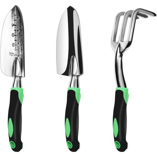 Heavy Duty 3-Piece Aluminum Garden Tool Set with Ergonomic Non-Slip Handle,