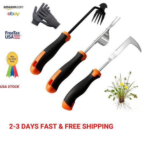 Heavy Duty Stainless Steel Weeding Tool for Root Removal, Lawn and Garden Weeds