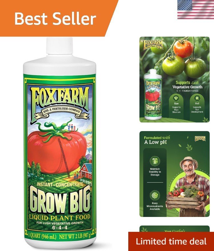 Foxfarm Grow Big Liquid Plant Food - 1 Quart 6-4-4 Fertilizer for Vibrant Growth