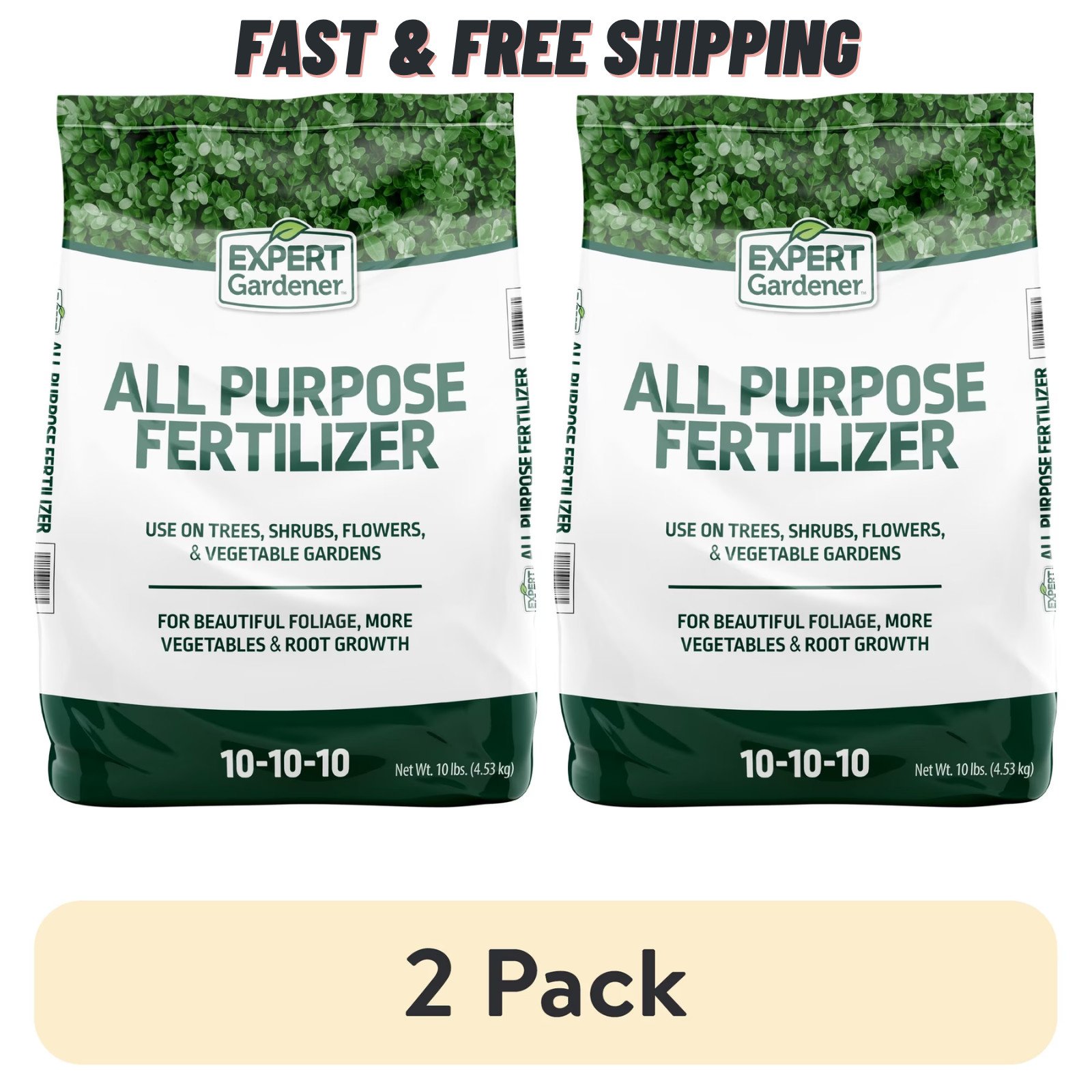 (2 Pack) Expert Gardener All Purpose Plant Food 10-10-10 Fertilizer 10 lb Bags