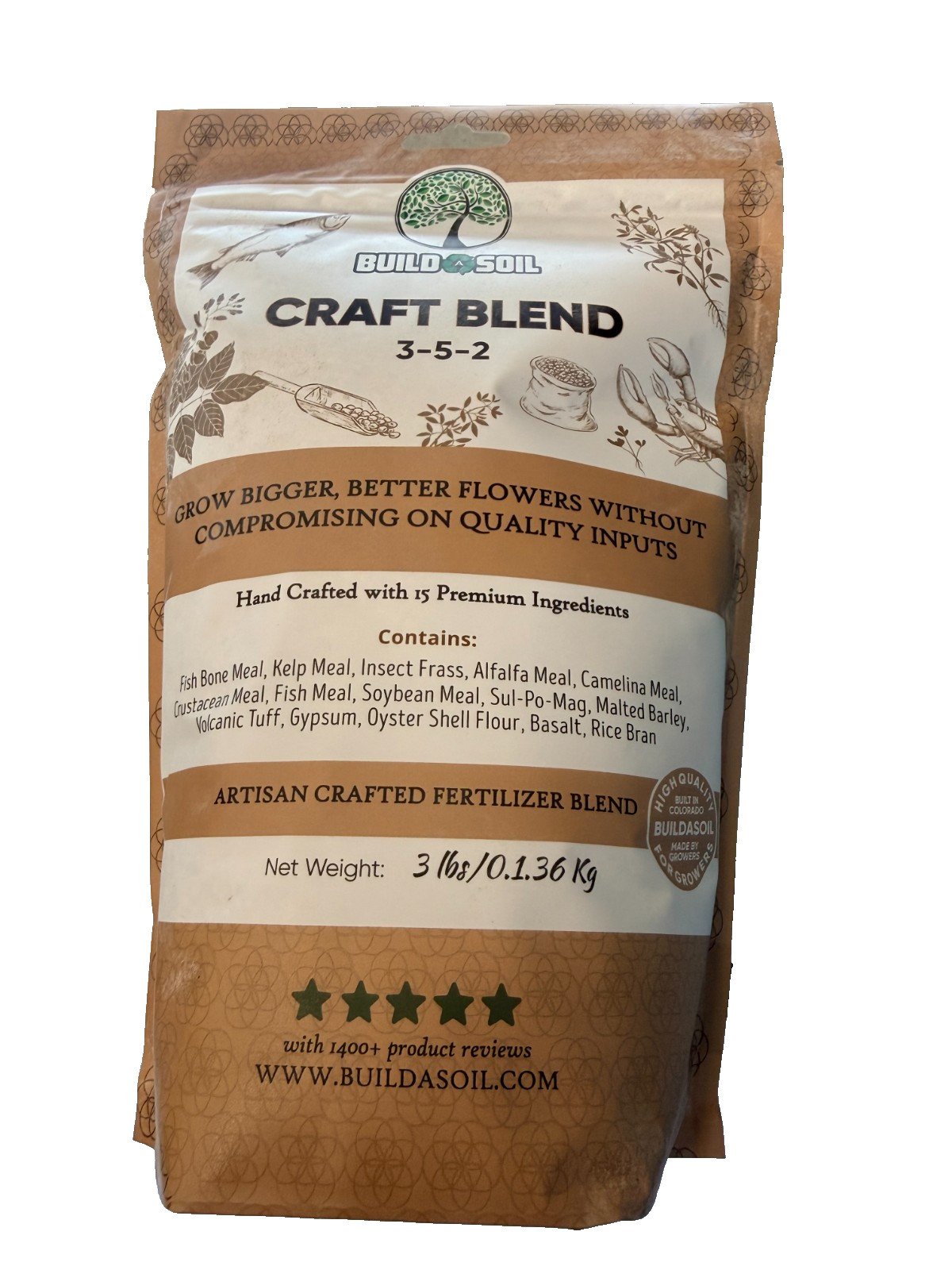 Buildasoil Craft Blend 3lb Fertilizer- Vegetable Garden and Organic Plant Food