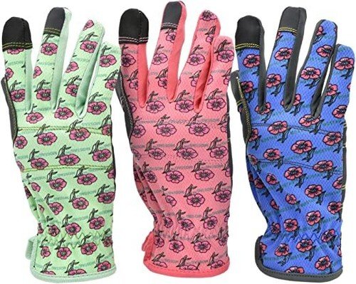 G & F Products Women Gardening Gloves Assorted Colors 3 Pair Value Pack