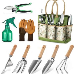 Gardening Tools Set of 10 Heavy Duty Gardening Hand Tools Stainless Steel Garden