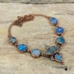 Blue Druzy Copper Gift For Sister Electroformed Chain Adjustable Necklace 18.0″
