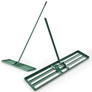 Lawn Leveling Rake 44X10 Inch, Heavy Duty Lawn Leveler Tool with 77” Adjustable