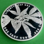 1oz .999 Fine Silver Indica Marijuana Round, Liberty Leaf, Cannabis, 1 Troy oz