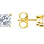 3/4 Ct Cushion Cut Lab Created Grown Diamond Earrings 14K Yellow Gold E/VS Push