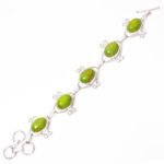 Natural Copper Turquoise Gemstone Chain Green Adjustable Bracelet 925 Silver