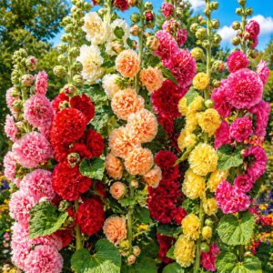 200+ HOLLYHOCK AUTUMN MIX SEEDS | 🌸 | HUMMINGBIRD | HUGE BLOOMS | FREE SHIPPING