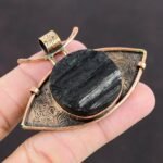 Sisters Day Deal Black Tourmaline Rough Stone Anniversary Pendant Jewelry Copper