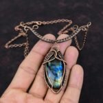 Labradorite Copper Mum Gift Wire Wrapped Necklace Adjustable 18.0″