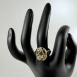 14k Yellow Gold “MI” Italy Multi Gemstone (9) Dome Ring 6.73g Scrap or Wear