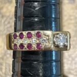 14k Gold Diamond & Ruby Ring See Photos Missing 1 Small Ruby Scrap Or Wear