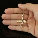 Women Wing’s Pendant 14K White Gold Plated 3Ct Round Cut Lab Created Diamond