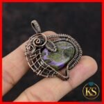 Oval Purpurite Gemstone Wire Wrapped Handcrafted Boho New Pendant Jewelry Copper