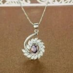 1.50Ct Oval Cut Simulated Amethyst Wedding Women’s Pendant 14K White Gold Plated