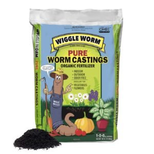 Wiggle Worm 100% Pure Organic Mineral-Dense Worm Castings Fertilizer, 30lbs