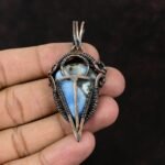 Owyhee Blue Opal Jewelry Copper Valentine Gift Wire Wrapped Pendant 2.4″
